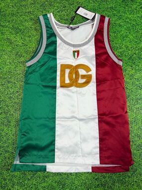 DOLCE & GABBANA T-shirt Sleeveless Top Italian Flag NWT Size Small 18.5x30